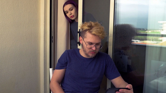 Stepsister Sneaked To My Balcony For A Secret Blowjob... Hope Nobody Sees Us!