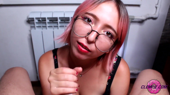 Goth Chick In Glasses Sucked Her Buddy’s Thick Cock Till He Exploded!