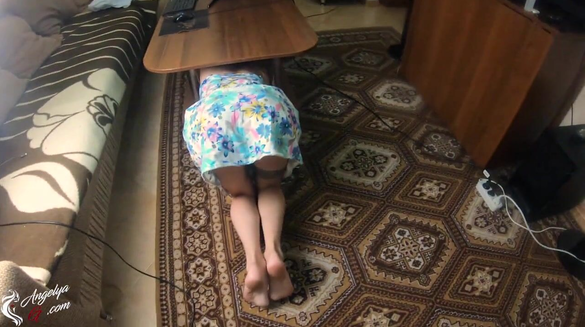 Stepsister Got Stuck Under The Table - I Fucked Her Hard!