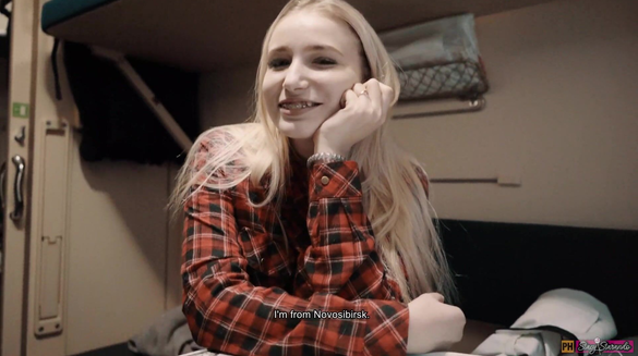 Hot Russian Babe Seduced A Stranger For A Blowjob In The Train Cabin!
