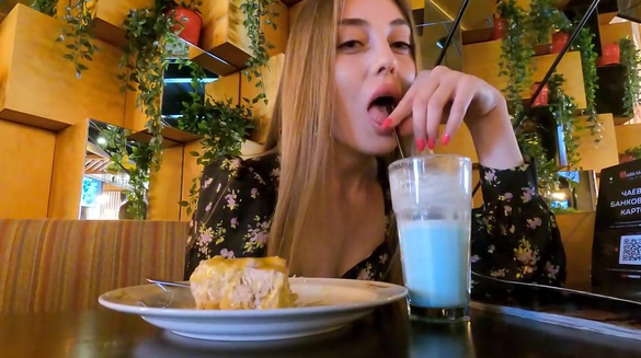 Our Date Ended With Her Sloppy Blowjob In The Restaurant Bathroom!