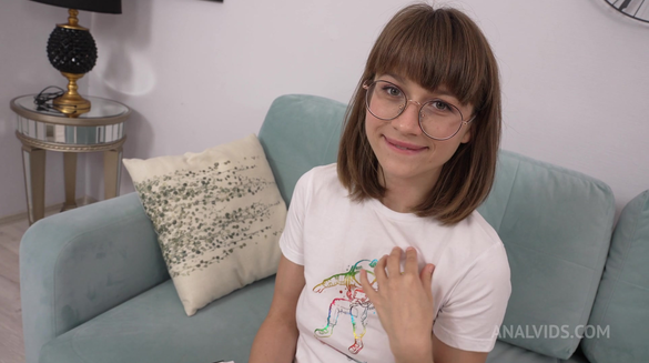 Cute Glasses Girl Takes Massive Cock Deep In Her Ass Without Mercy!