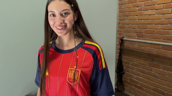 Beautiful Girl Cums Hard On Stranger Cock Before The Football Match