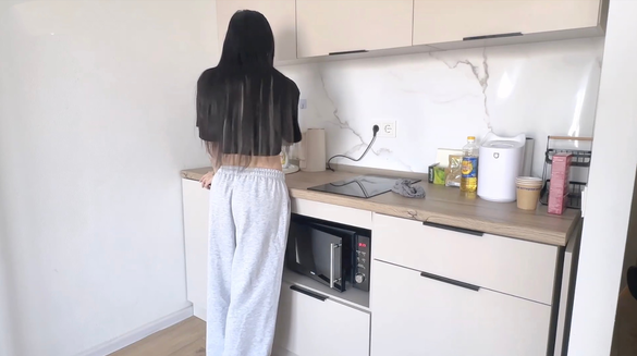 She Wanted To Clean But He Demanded Morning Sex On The Kitchen